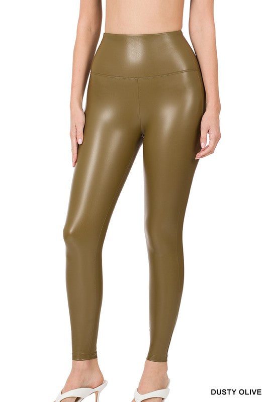 SPANX, Pants & Jumpsuits, Spanx Faux Leather Leggings Olive Small